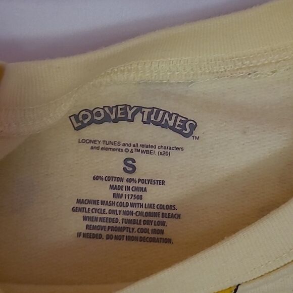 Looney Tunes Tweety Bird Sweatshirt Crew Neck All Over Print Cotton Blend Sz S - Picture 3 of 7